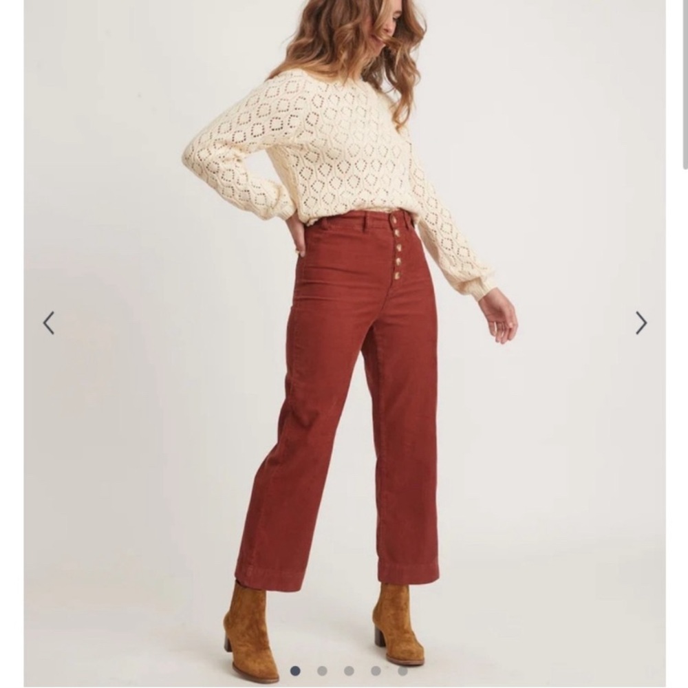 Marine Layer Bridget Cord Pant Corduroy Cropped Barn Red Women’s Size 12